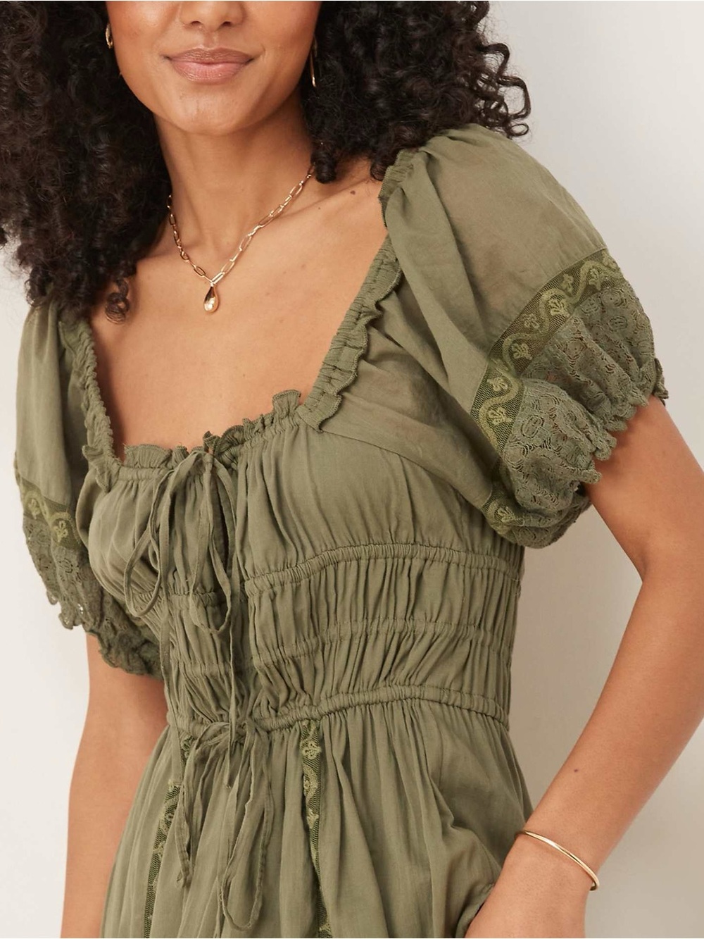 Free People Falling Sun Midi Dress in Crystal Kelp Green - Picture 3 of 8